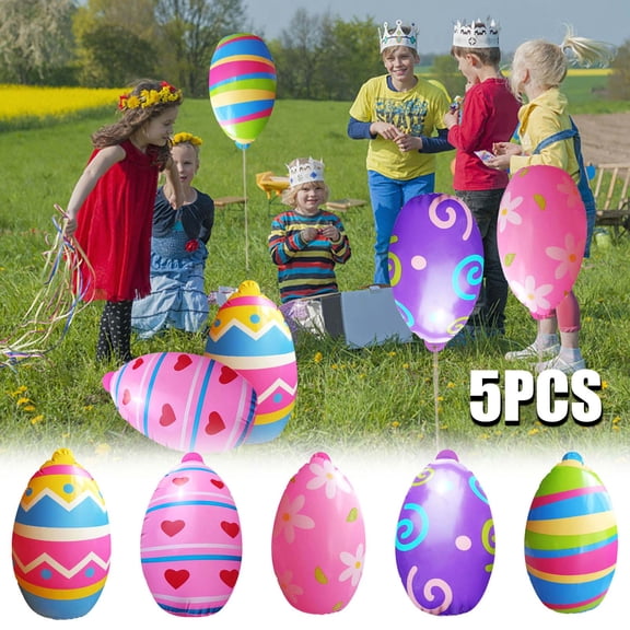 5Pack Inflatable Easter Eggs Decorations 15.7In,Large Colorfull Easter Egg Outdoor Ornaments Plastic Blow up Eggs Hanging Decoration Toddlers Toys for Holiday Party Yard Garden Home Indoor