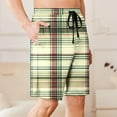 thumbnail image 6 of Mens Shorts Drawstring Elastic Waist Plaid Pocket Sleep Shorts Casual Lounge Bermuda Shorts Green XL, 6 of 6