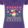 thumbnail image 4 of Inktastic Merry Christmas Sloth and Llama Ugly Sweater Style Women's V-Neck T-Shirt, 4 of 5