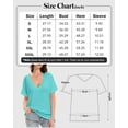 thumbnail image 4 of Women's V Neck T Shirts Short Rolled Sleeve Loose Fit Tops Side Split Summer Tees, 4 of 7