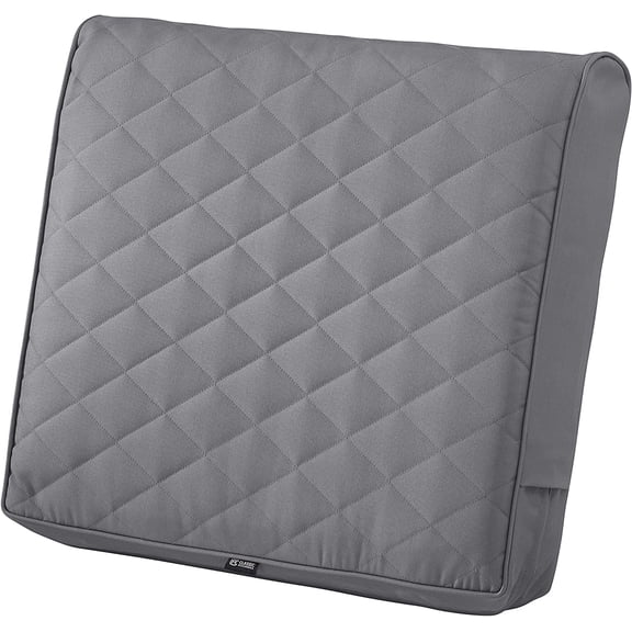 Montlake FadeSafe Water-Resistant 21 x 20 x 4 Inch Wide Back Patio Quilted Lounge Cushion, Grey