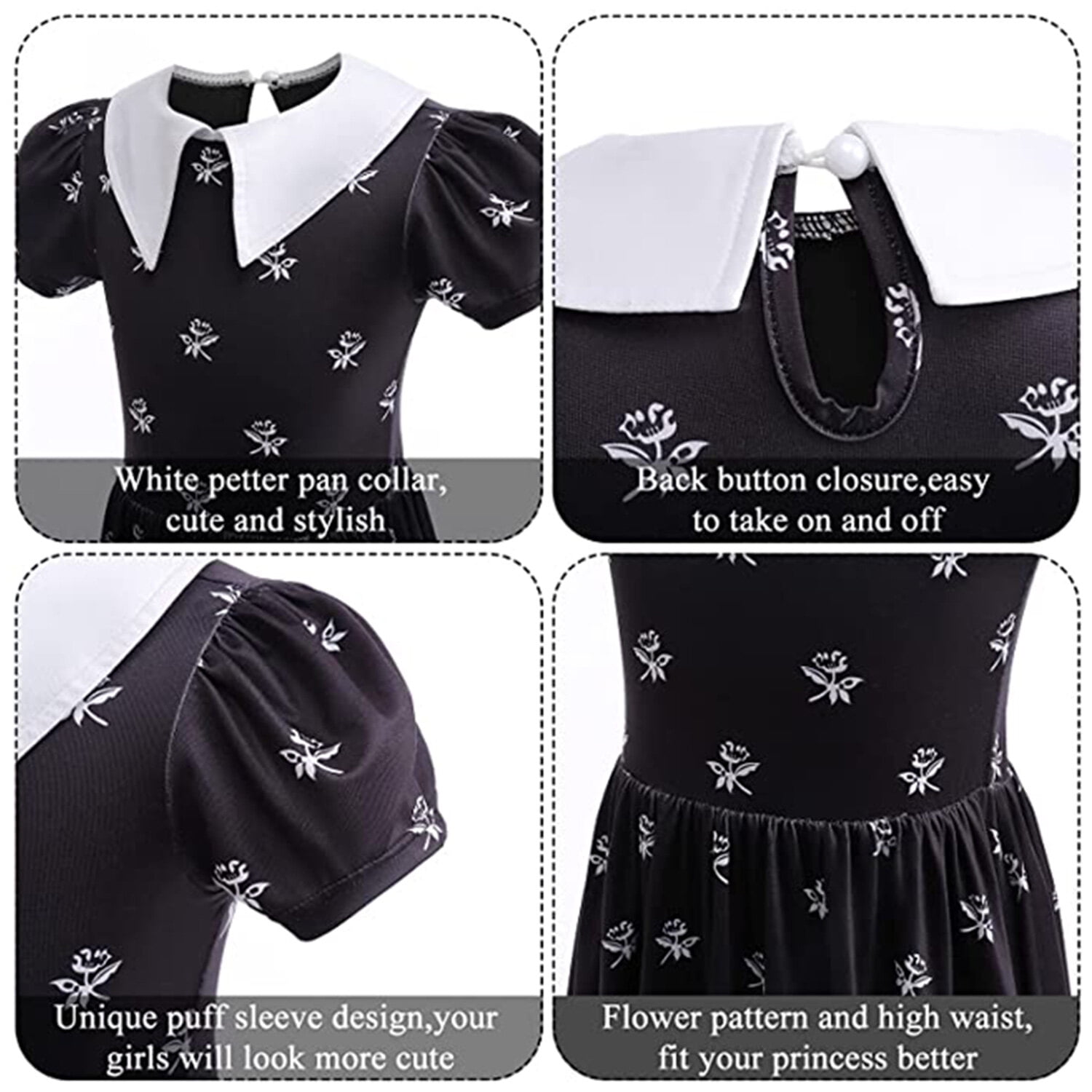  VALOZENC Wednesday Addams Costume Dress For Girls Kids