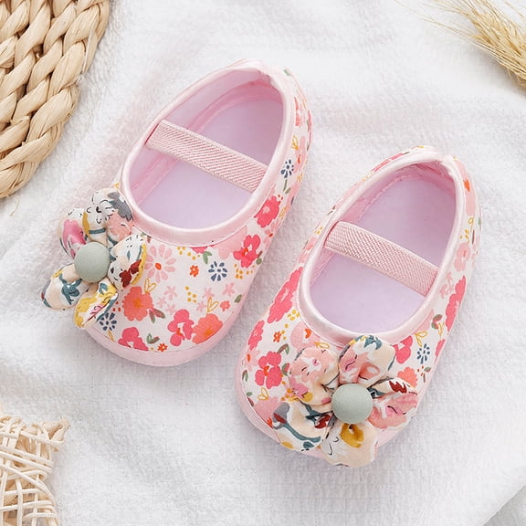 YMNXA Baby Toddler Girls Sandals Soft Sole Flat Sole Non Closed Toe Colorful Flowers Design Comfortable Fashion Shoes For Casual Daily Wear,Pink,0-3 Months