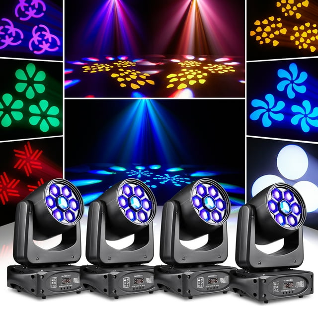 4Pcs 150W New Bee Moving Head Light 5050 RGBW Lamp Beads DJ Light DMX512 Voice Control for Disco Party Club Bar Show Stage Lighting