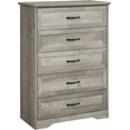 thumbnail image 2 of Dresser for Bedroom with 5 Drawers, Tall Wood Drawer Dresser Chest of Drawers for Closet, Living Room, Hallway, Nursery, Kids Bedroom, Grey, 2 of 7