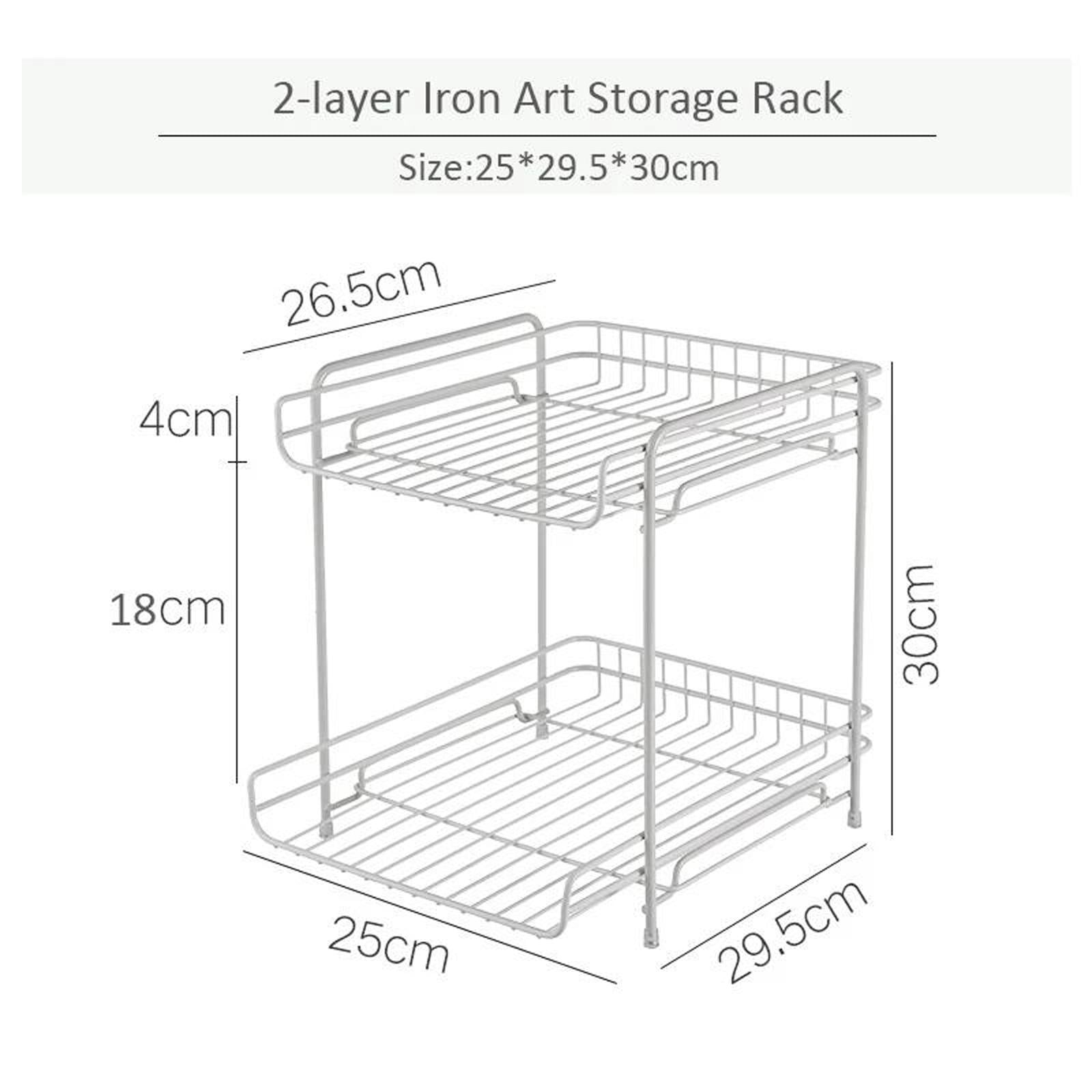 Fiocias Cabinet Organizer Spice Rack Display Shelf Mesh 2 Saving Multipurpose Under Sink White