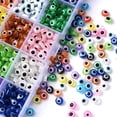 thumbnail image 2 of US 750-1050 6/8mm Evil Eye Bead Charm Flat Resin Spacer Turkish Bead DIY Jewelry, 2 of 5