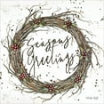 thumbnail image 3 of Jacobs, Cindy 15x15 Black Modern Framed Museum Art Print Titled - Seasons Greetings Wreath, 3 of 5