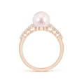 thumbnail image 2 of Angara Japanese Akoya Cultured Pearl Ring with Graduated Diamonds in 14K Rose Gold for Women | June Birthstone Jewelry for Her, 2 of 8