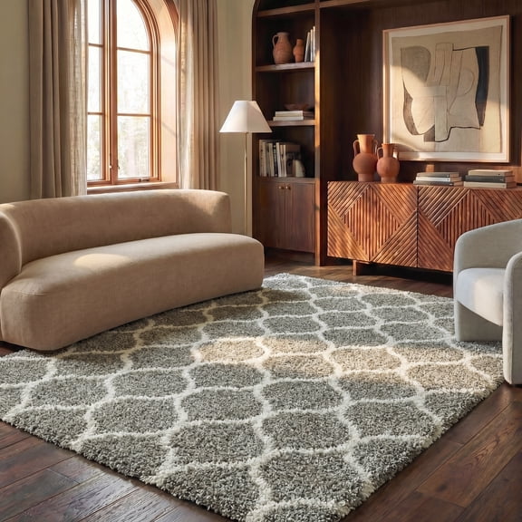 Safavieh Hudson Arline Geometric Shag Area Rug, Gray/Ivory, 6' x 9'