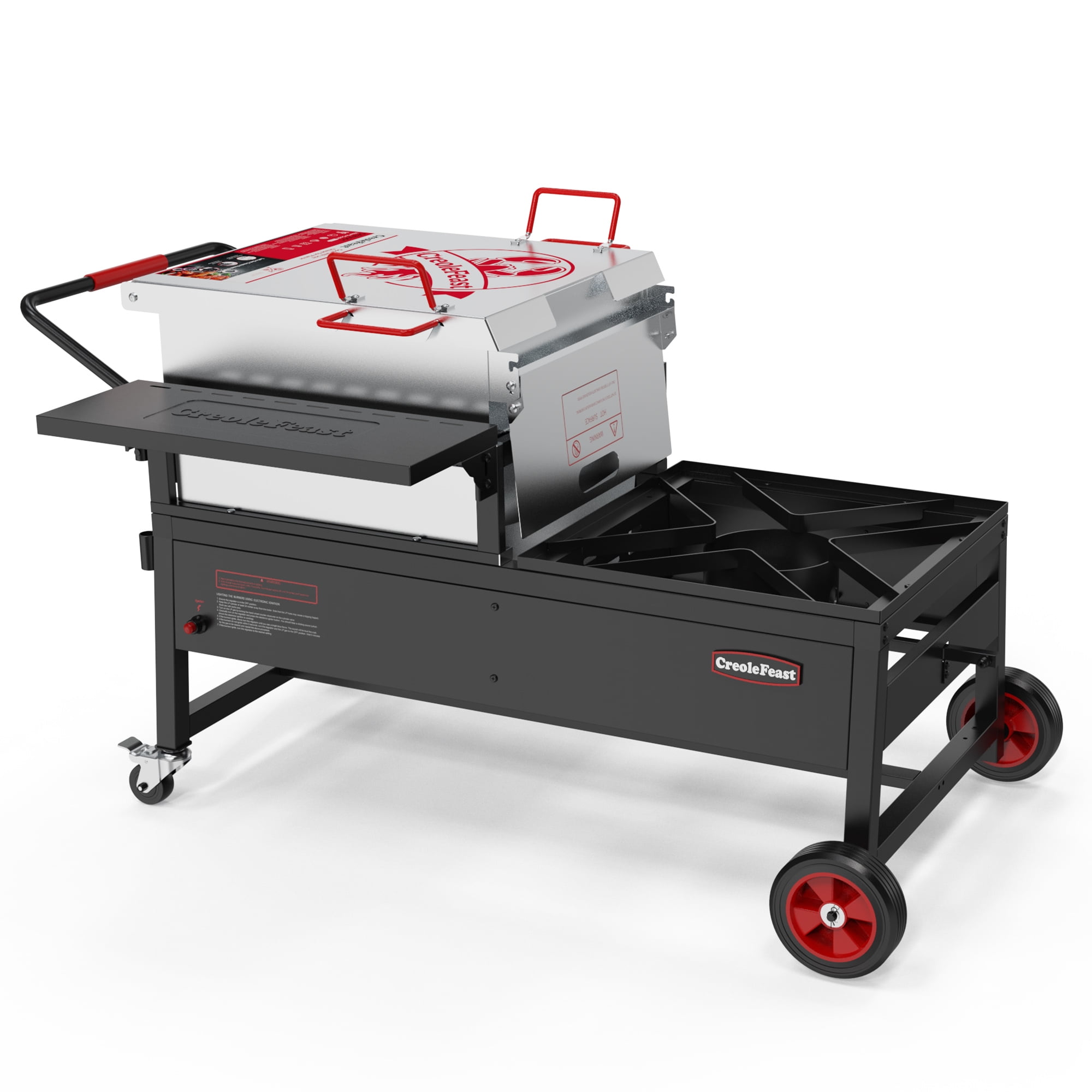 Creole Feast CFT2018 90Qt Single Sack Crawfish Boiler and Cooker Combo, Gas Cooker with Stainless Steel Stirring Paddle, for Outdoor Backyard Cooking, Black