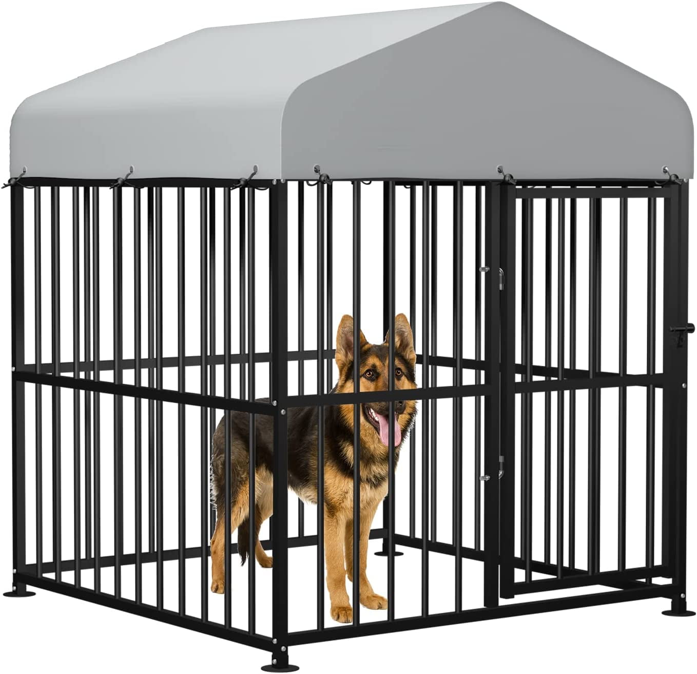 MEETWARM Large Outdoor Dog Kennel, Outdoor Indoor Metal Heavy Duty Pet