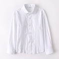 thumbnail image 6 of WUANDIXFA Girls Collared Shirt Girls Long Sleeve Shirt Top Comfortable Breathable Stylish Vertical Long Sleeved Shirt Back to School,White,7-8 Years, 6 of 6
