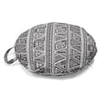 thumbnail image 1 of Tribal Round Floor Cushion with Handle, Monochrome Design Style Continuous Zentangle Triangles Pattern, Decorative Pillow for Living Room & Dorms, 18" Round, Charcoal Grey and White, by Ambesonne, 1 of 4