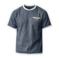 thumbnail image 5 of CCRFTGI Shirts for Men Short Sleeve Shirt Casual Crew Neck T-Shirts Fashion Loose Vacation Summer Mens Shirts with Pocket Navy S, 5 of 7