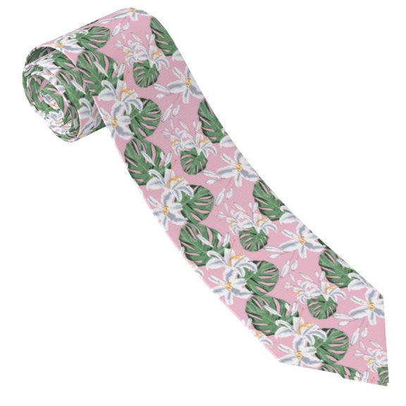 Xecao Lilies Flowers Print Tie For Men Necktie Woven Jacquard Neck Ties,Classic Men's Tie
