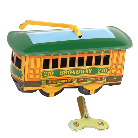 Vogacara Vintage Tram Trolley Streetcar Juguete de hojalata Regalo coleccionable con llave de cuerda Juguetes