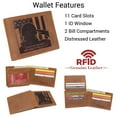 thumbnail image 2 of MARSHAL Men's Vintage Genuine Leather RFID Wallet with Military Tribute Design  'Land of the Free, Because of the Brave' Engraving, Western Style Tan, 2 of 9