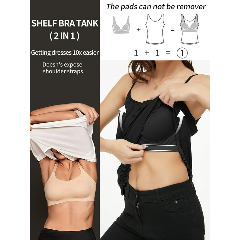 Anyfit Wear Tank Top for Women with Shelf Bra Summer Flowy Lace