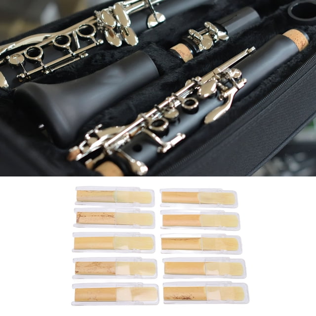 Clarinet Reed Set, Buena Vibracia Ecológica 10pcs 2.5 Fuerza Duradera B Flat Clarinet Reeds Con Estuche Protector Para Instrumentos de Viento de Madera