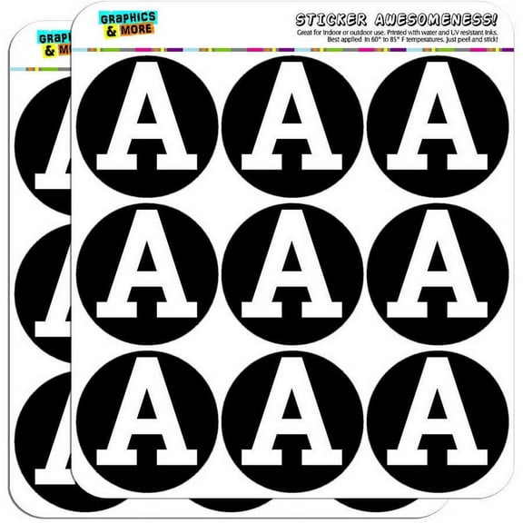 Letter A Initial Black White 18 2" Planner Calendar Scrapbooking Crafting Stickers