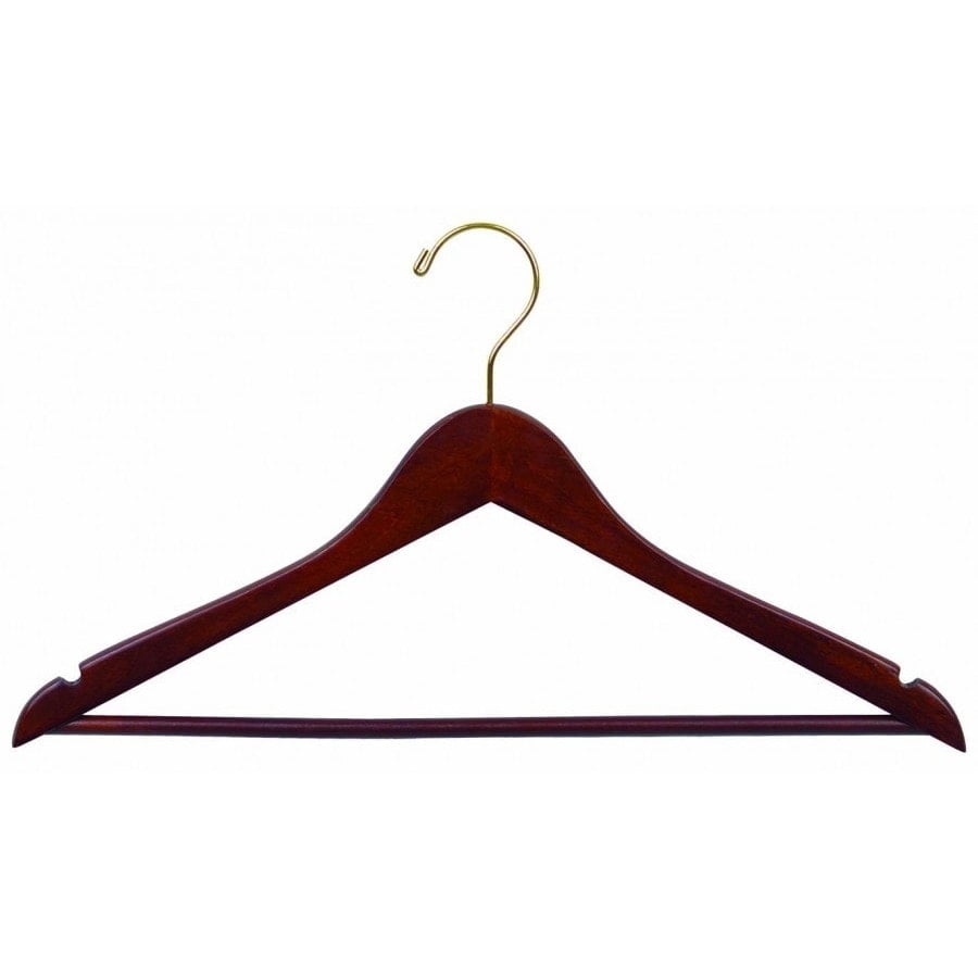 International Hanger Walnut  Wood Suit Hanger for Tops or Pants, 100 Pack