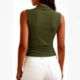 thumbnail image 4 of WULMLEO Sleeveless Tops for Women Ribbed Mock Neck Tank Top Slim Fitted Ruched Basic Layering Shirts 2026 Summer Clothes Army Green XL, 4 of 5