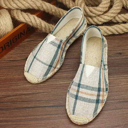 

Autumn Men Canvas Shoes Breathable Men s Casual Shoes Slip-On Hemp Shoes Graffiti Espadrilles Women Footwear Flats