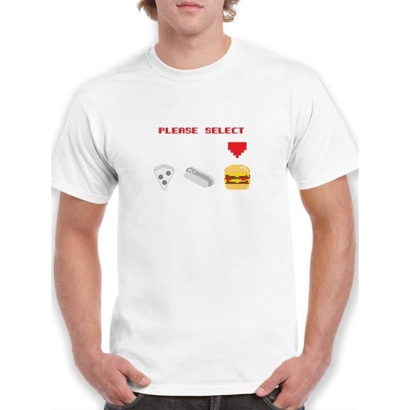 Videogame Select Player Burger Graphic Men White T-Shirt, Male x-Large
