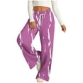 thumbnail image 2 of Aboser Wide Leg Pants for Women Trendy Printing Sweatpants Baggy Casual High Waisted Track Pants Comfort Soft Long Trousers with Pockets, 2 of 6