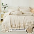 thumbnail image 5 of 5Pcs Beige Ruffled Comforter Set Queen Double-Layer Shabby Chic Bedding with Sheets, 5 of 7
