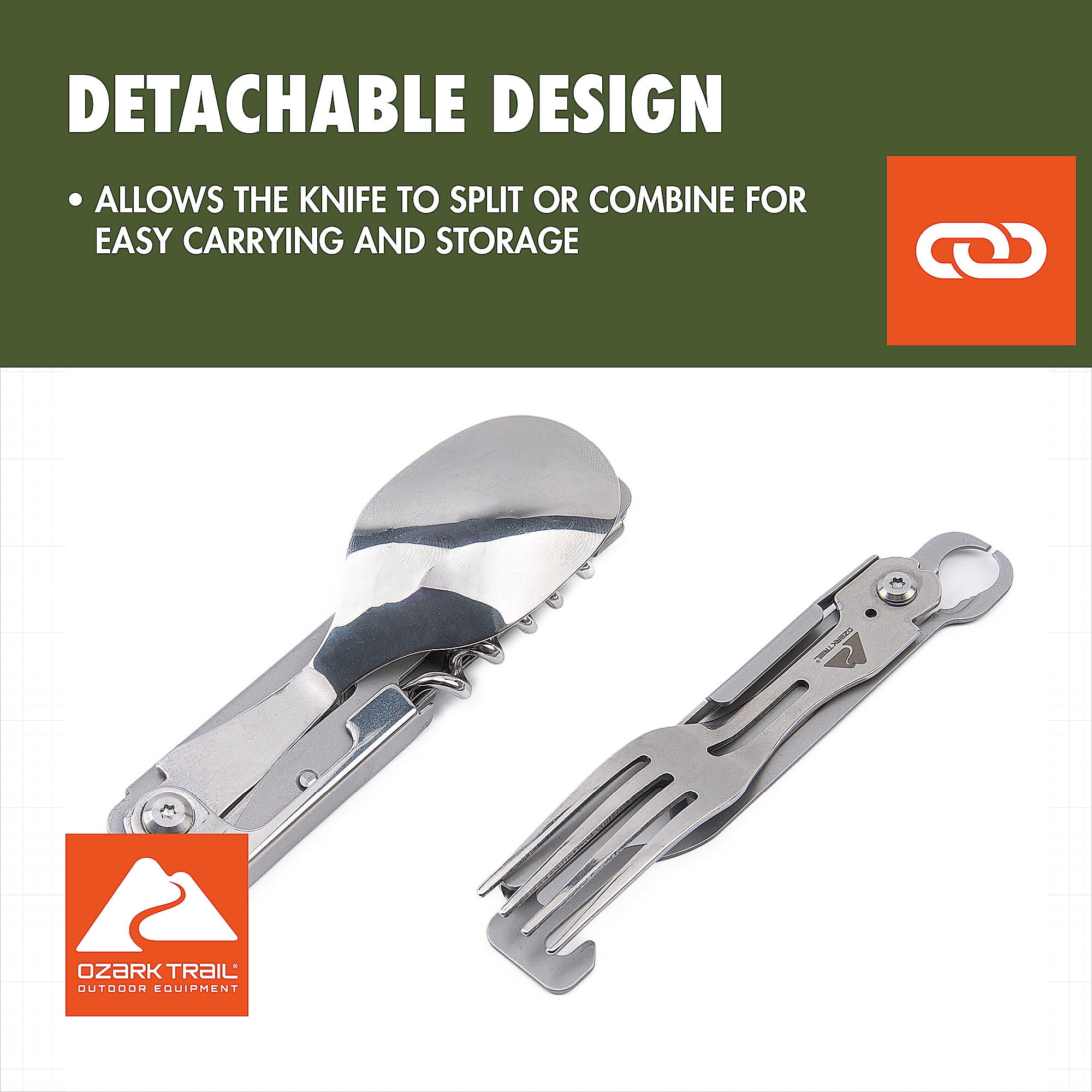 Ozark Trail 2-Piece Stainless Steel Camping Cutlery Set with Carrying Pouch