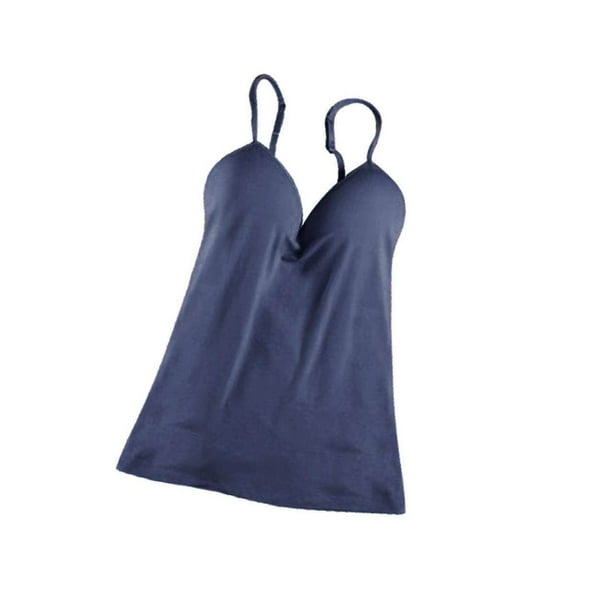 facefd Womens Adjustable Strap Built Bra Bra Cami Tank Tops Camisole M Navy  Blue