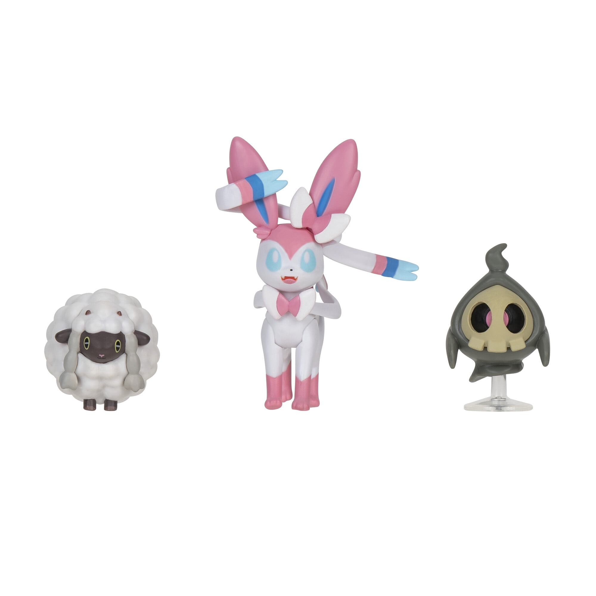 Pokemon Battle Figure 3 Pack  - Features 2-inch Duskull, Wooloo and 3-inch Sylveon Battle Figures