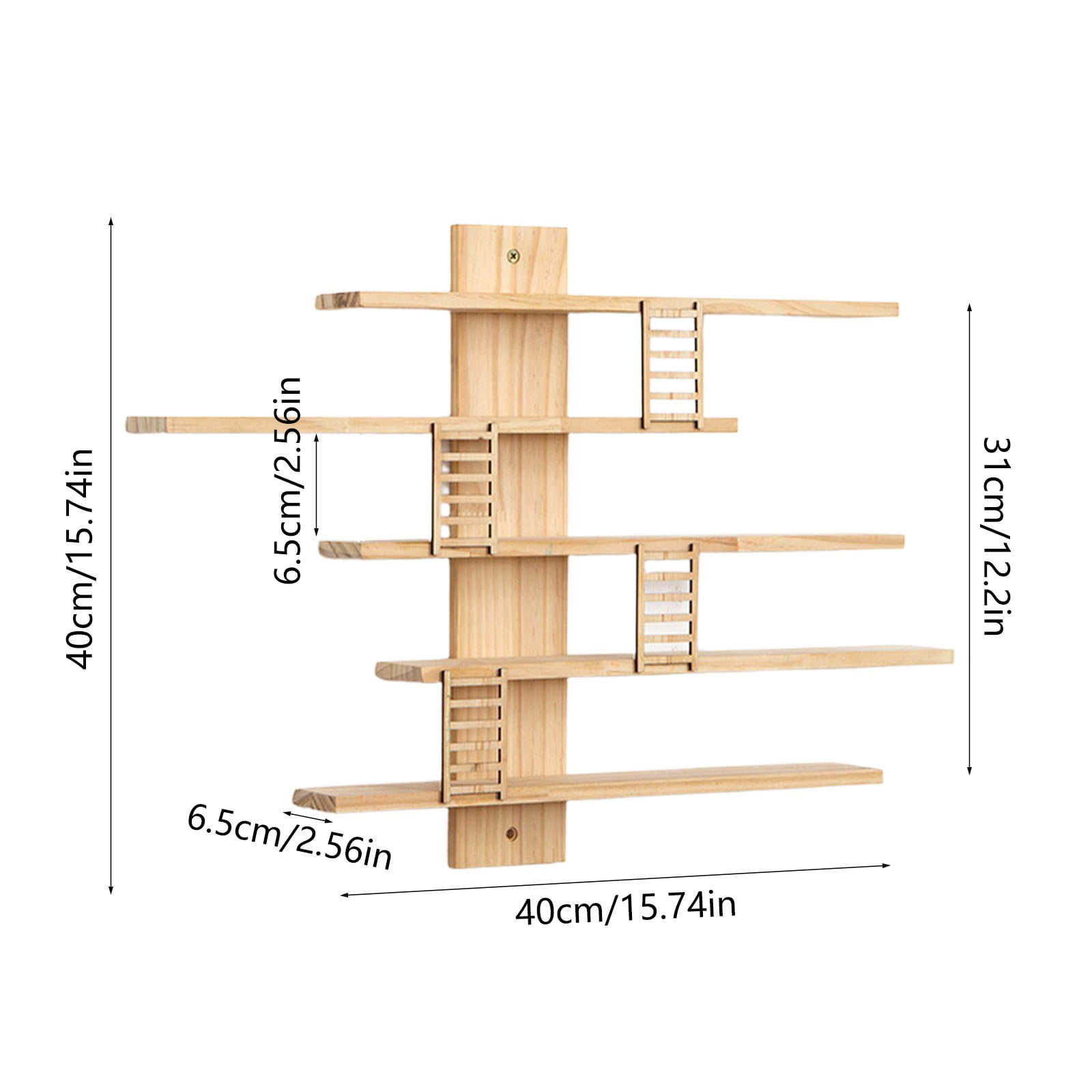 Kumdkd Solid Wood Wall Mounted Shelf 16x16in, Floating Display Shelf for Figurines, Plants, Books - Natural Wood Storage Shelf with 2 Open Compartments, Yellow