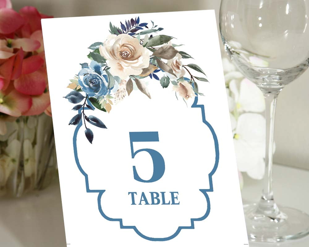 Darling Souvenir Double Sided Print Floral Table Numbers Calligraphy Wedding Reception Table Cards Decor-4" x 6" (1 to 12)