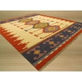 thumbnail image 2 of Handmade Wool Ivory Transitional Geometric Keysari Kilim Rug, 2 of 3
