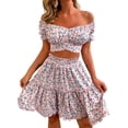 thumbnail image 6 of Sedceaty Women’s Casual T-shirt and Skirt Suit Fashion Floral Boat Neck Tops and A-line Mid-length Skirt, 6 of 7