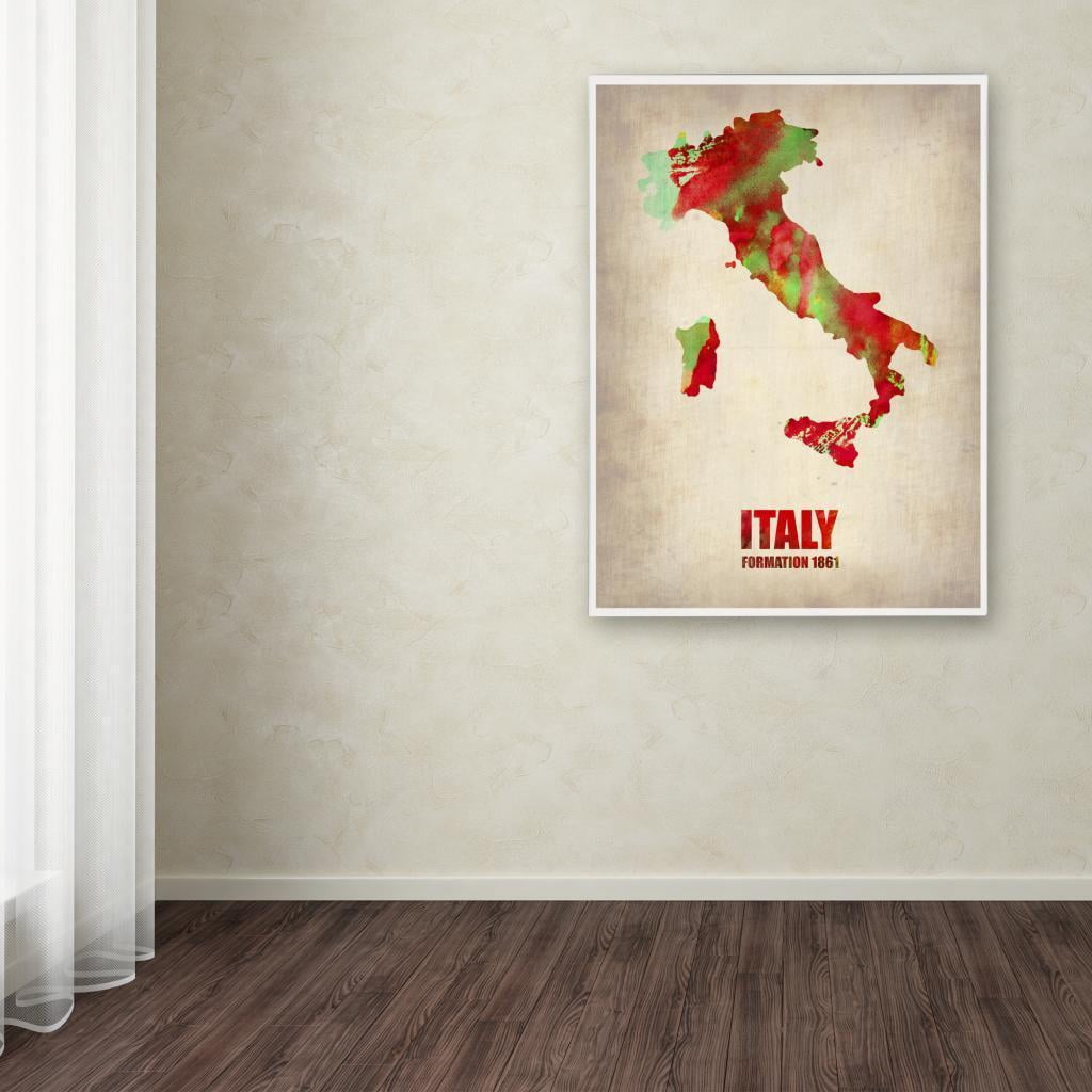 Trademark Fine Art "Italy Watercolor Map" Canvas Art by Naxart