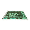 thumbnail image 2 of Ahgly Company Machine Washable Indoor Round Southwestern Turquoise Blue Country Area Rugs, 5' Round, 2 of 4