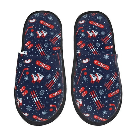 

Yiaed Winter Outdoors Sports Print Unisex House Slippers Slip on Warm Shoes Indoor Outdoor with Anti-slip sole-Medium