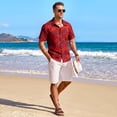 thumbnail image 7 of Hawaiian Shirts for Men Short Sleeve Casual Summer Beach Aloha Red Shirt Palm tree leaves T-Shirt, 7 of 7