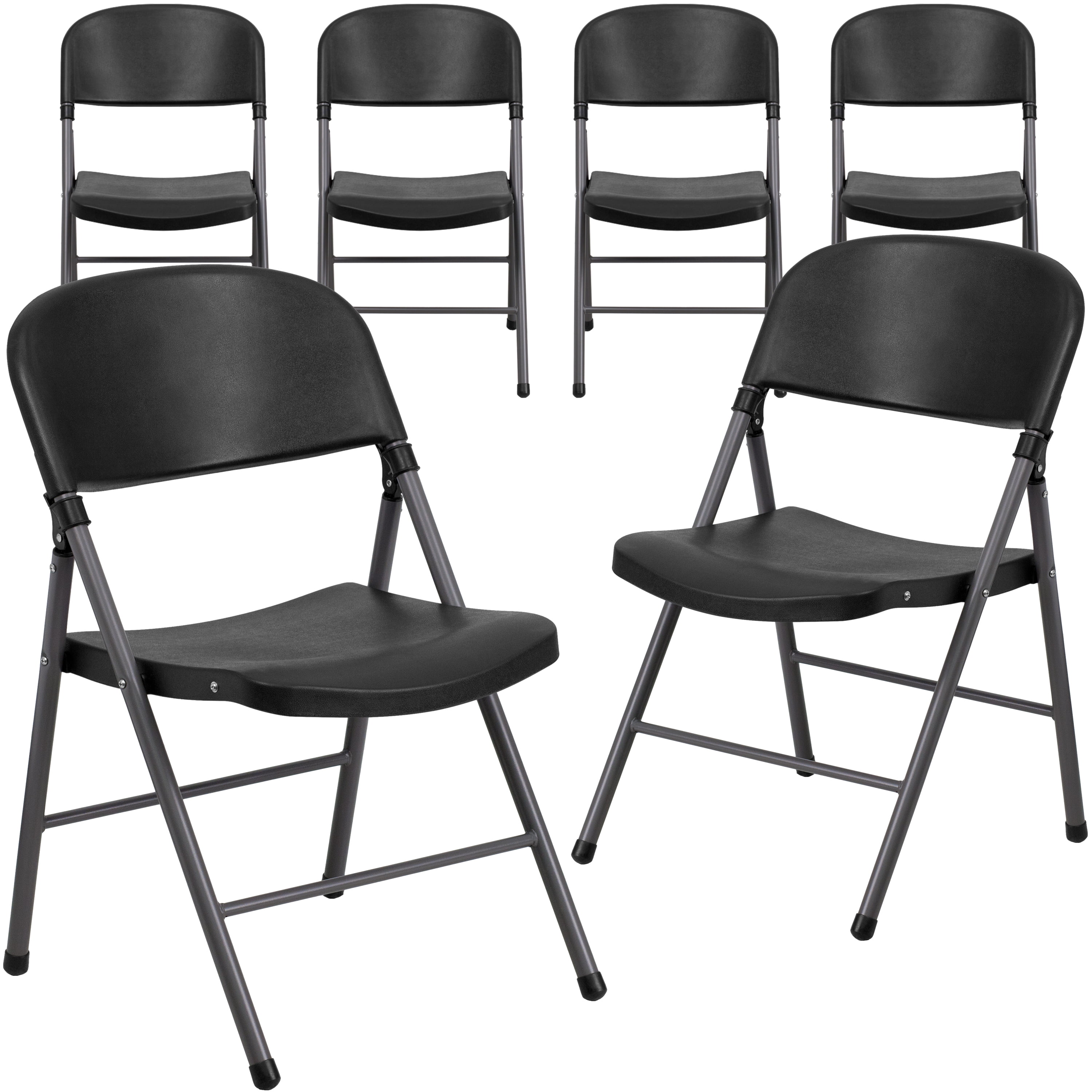 Black Plastic Folding Chair, Set of 6 - Walmart.com - Walmart.com