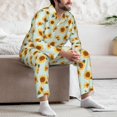 thumbnail image 7 of Naloa Vintage White Polka Dot Sunflower Men’s Pajamas Set - Long Sleeve Button Down Sleep Shirt and Pajama Bottoms Sleepwear Set-X-Large, 7 of 7