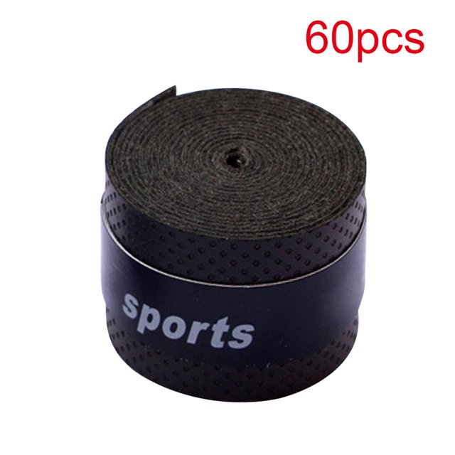 Tmvgtek 60 Uds. De Cañas De Pescar Para Raqueta Sobre Empuñaduras, Cinta Para Envolver Bádminton, Bandas Para El Sudor (Negro)