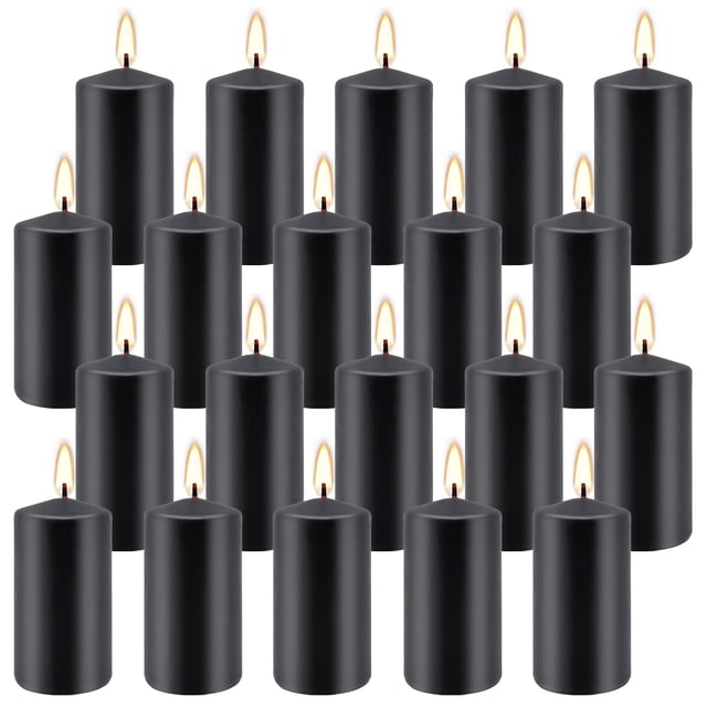 Set de 20 Velas Cilíndricas Negras sin Goteo ni Humo de 10 cm