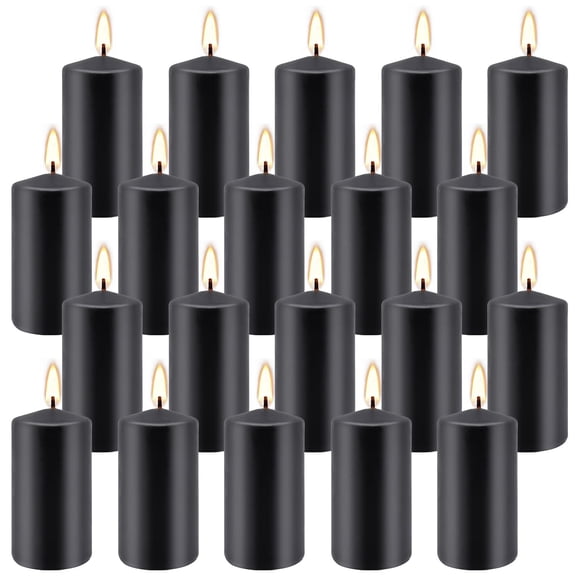 Set de 20 Velas Cilíndricas Negras sin Goteo ni Humo de 10 cm