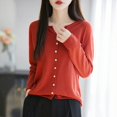 thumbnail image 5 of Lixiuxyad Womens Open Front Cardigan Women's Cardigan Lightweight Seamless Knit Open Front Jacket With Rolled Edges For Comfortable Layering And Stylish Finish,Red, 5 of 6