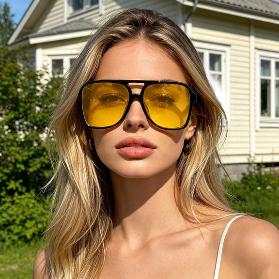 VOUZZA Sunglasses Retro Double Bridge Square Frame Fashion Trend Shades Outdoor Goggles Uni