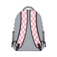 thumbnail image 3 of Pink and White Checkered Pattern Backpack for School, Cute School Bag with Adjustable Shoulder Straps and Padded Back, 15.3"x11"x6.7", 3 of 5